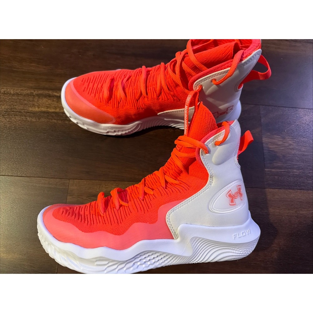 New Under Armour Womens Flow Highlight Ace Volleyball Shoes Size 8 Red Orange